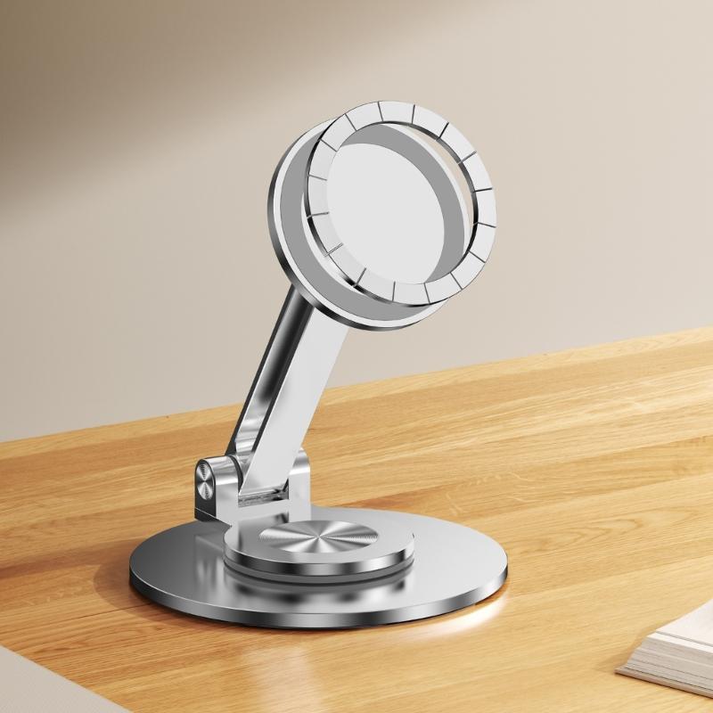 Portable Metal Phone Holder with Strong Magnetic Base 360 Rotate Adjustable Angle Travel Friendly for Mobile Devices