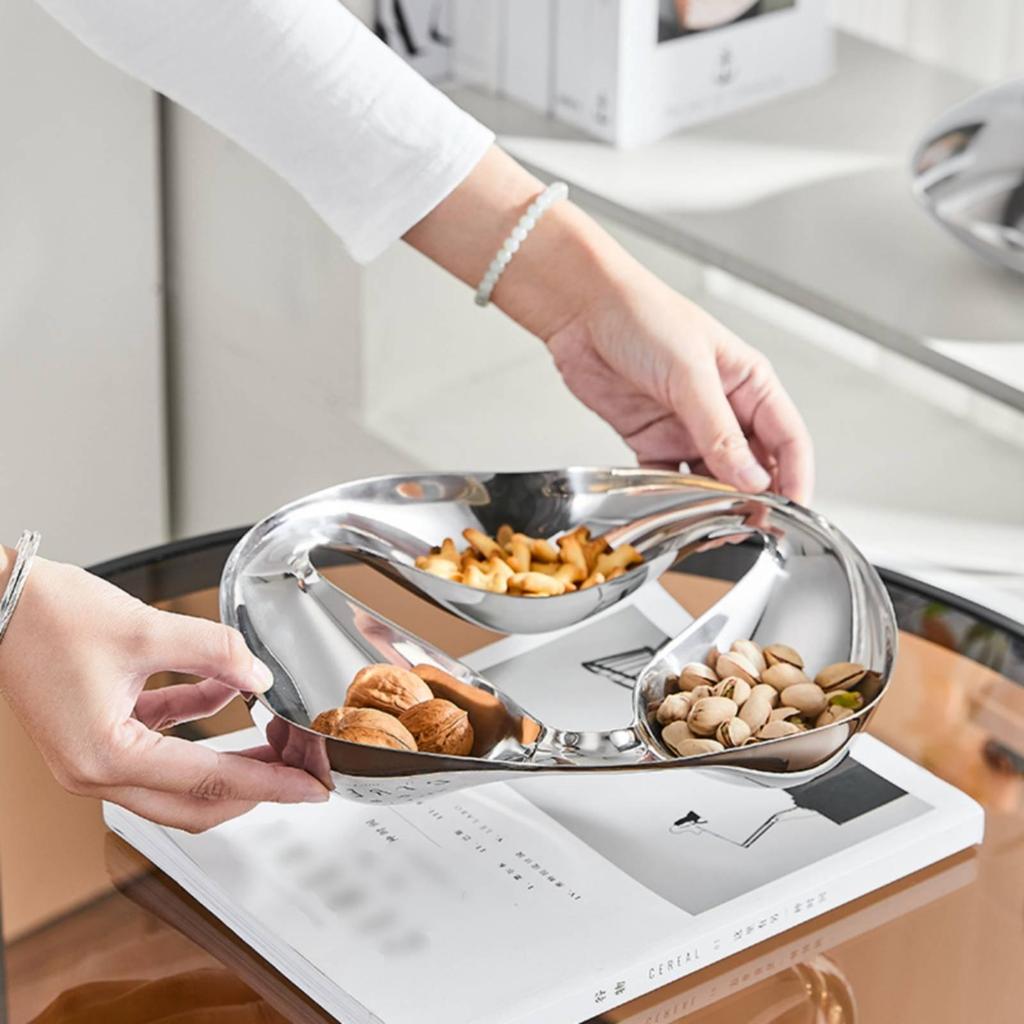 Stainless Steel Snack Tray Mirror-Polished for Coffee Table, Living Room