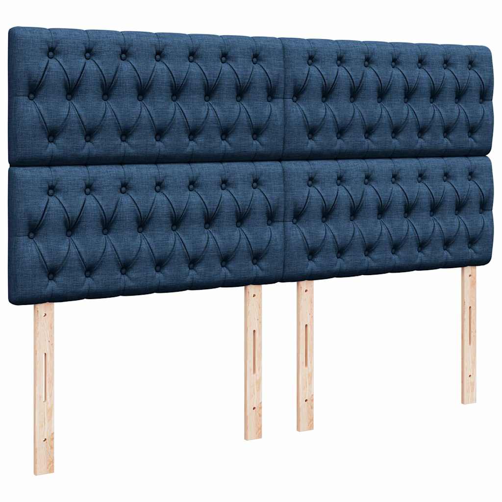 Box Spring Bed with Mattress Blue 200x200 Cm Fabric