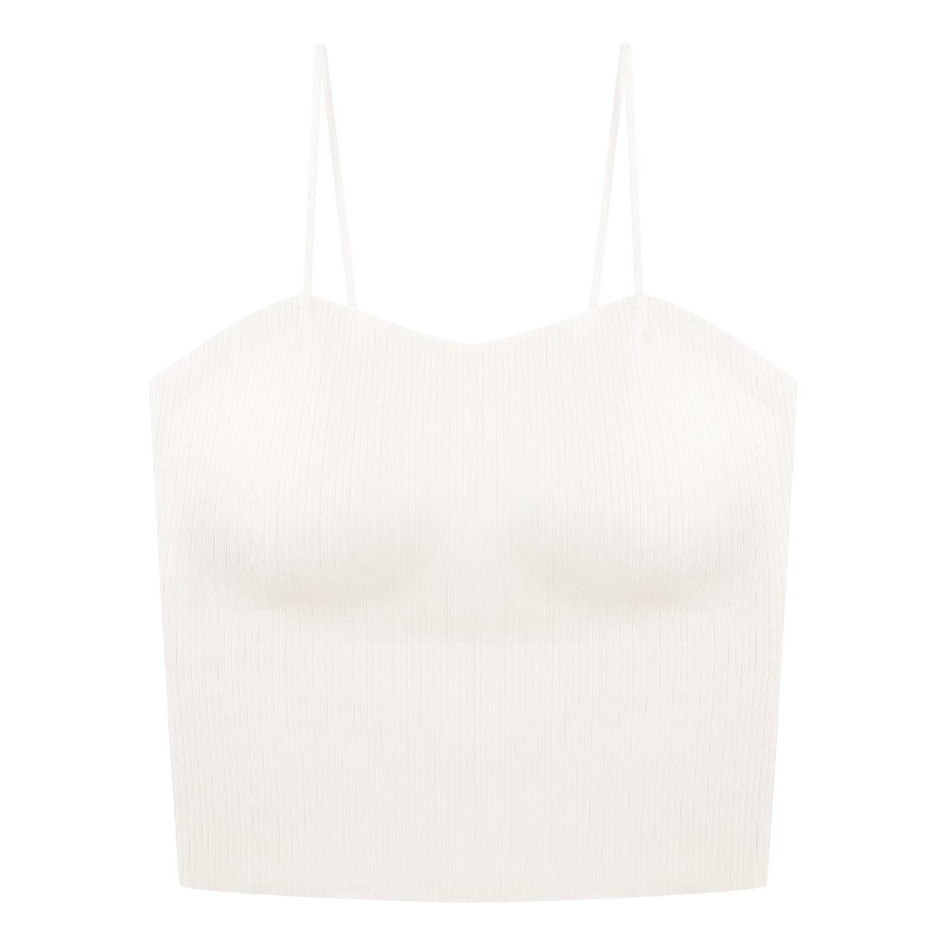 

New Women s Camisole Vest with Bra Inner Lining and No Underwire Bra XL чистий білий колір