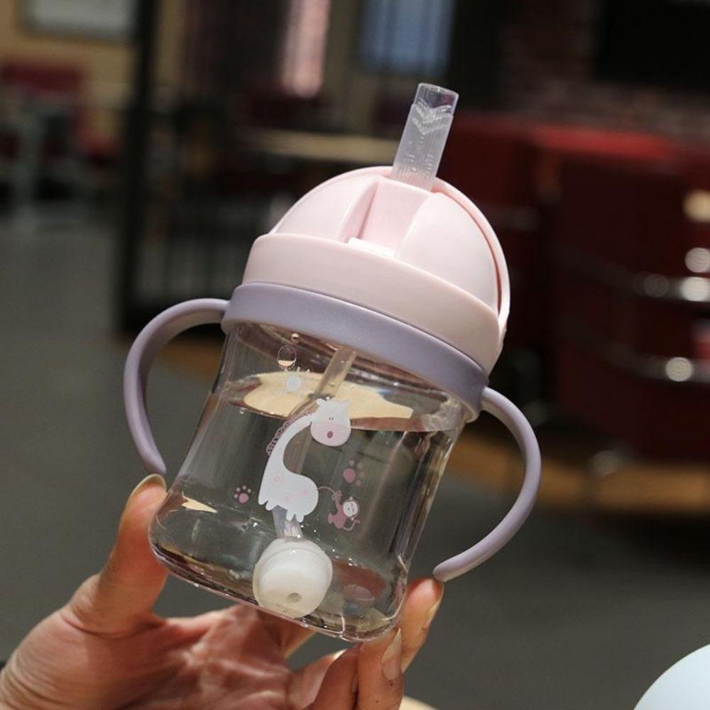 Cartoon Animal Sippy Cup 300ml Leak-Proof Kids Water Bottle Straw Strap School Travel Home 300ml