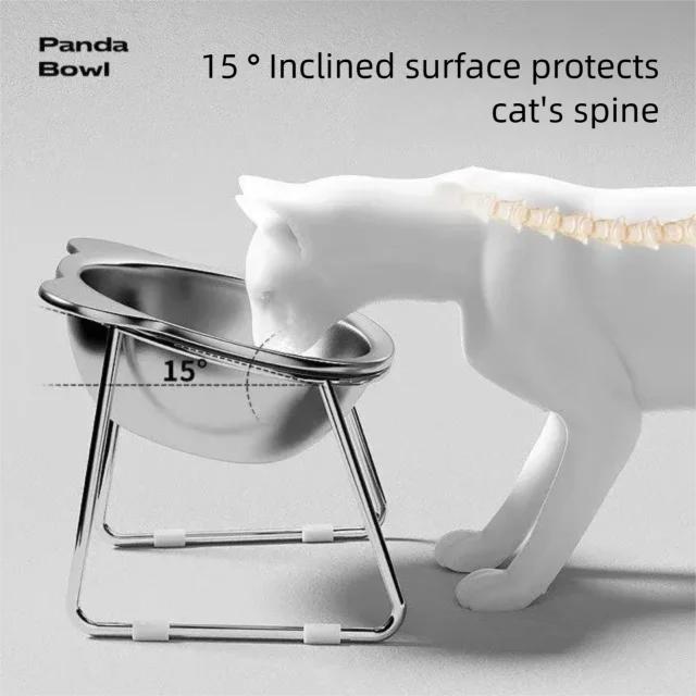 Pet Products Stainless Steel Pet Bowl Slanted Anti Cervical Spondylosis Dual Use Feeder for Cats and Dogs MW05
