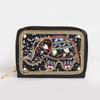 Bohemian Style PU Zipper Card Holder & Coin Purse with Butterfly and Flower Design
