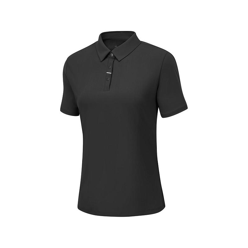 Skechers SS25 Casual Sports Versatile Sun Protection Cool Short Sleeve Polo Shirt Women tops Carbon-Black P225W143-0018