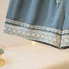 Plus Size Women's Lace Trim Denim Shorts - Loose Wide Leg Casual Capris