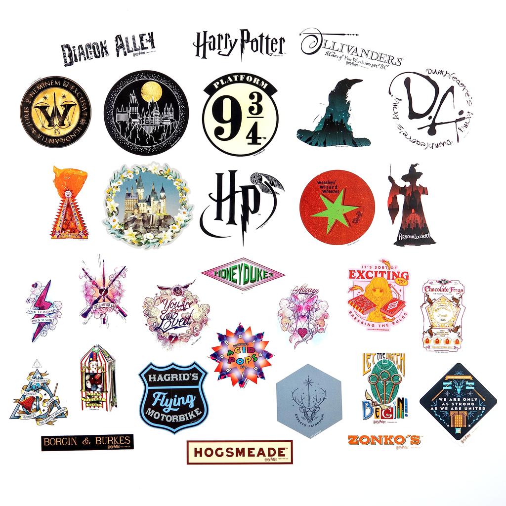 Potterfy Harry Potter Wizarding World Vinyl-Aufkleber, 50er-Set, für drinnen und draußen, UV-beständig, perfekt für alle Gadgets (Eroberungsjournale) Verwendung, Wasserdicht,