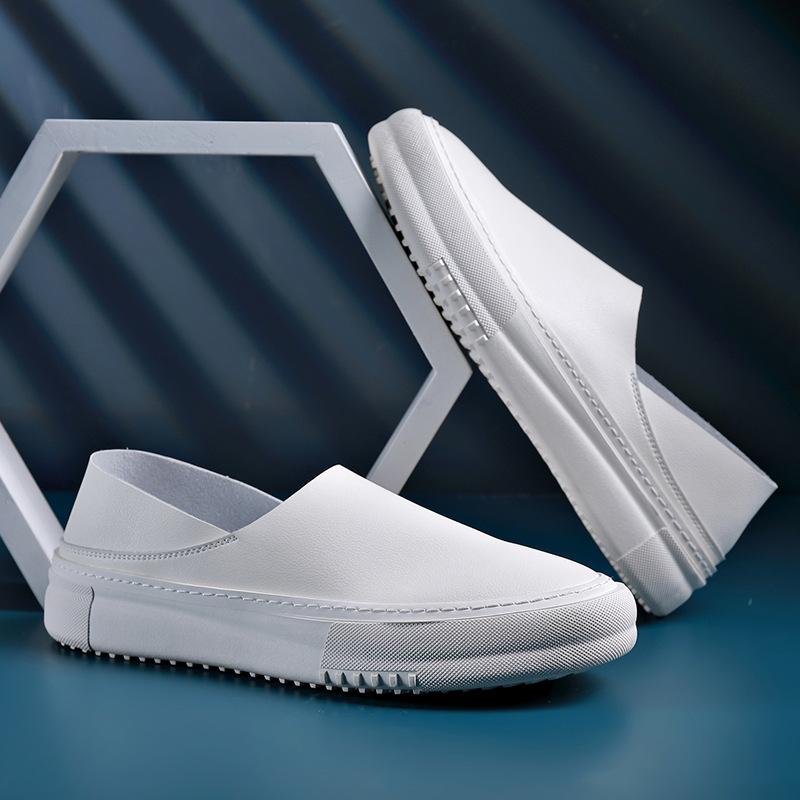 

Мода2024 Весна Осень Кожаные Лоферы Мужская Мода Повседневная Новая Дизайнерская Обувь для Мужчин Однотонные Двойного Использования Высокое Качество Мужская Обувь 38 белый