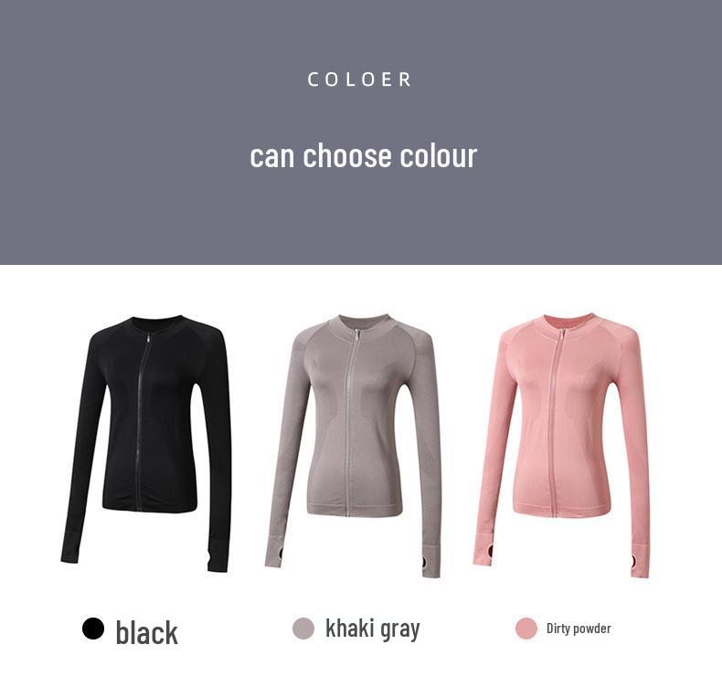 Women's Long Sleeve Zipper Jacket for Running, Yoga, and Fitness - Ideal for Spring, Autumn, and Winter