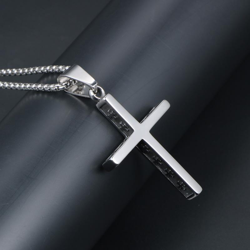 Stainless Steel Vintage Cross Pendant Necklace Men Religious Delicate Necklace Personality Jewelry