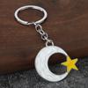 Metal Buckle Keychain Pendant, Zinc Alloy Key Ring with Star Moon Design, Keys Bags Suitcases Charm