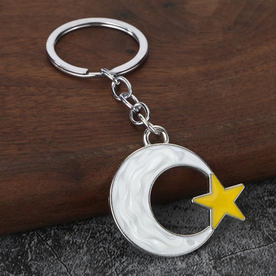 Metal Buckle Keychain Pendant, Zinc Alloy Key Ring with Star Moon Design, Keys Bags Suitcases Charm