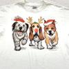 Vintage 90s CHRISTMAS DOGS DOUBLE-SIDED T-Shirt MEDIUM Puppy Cute Soft