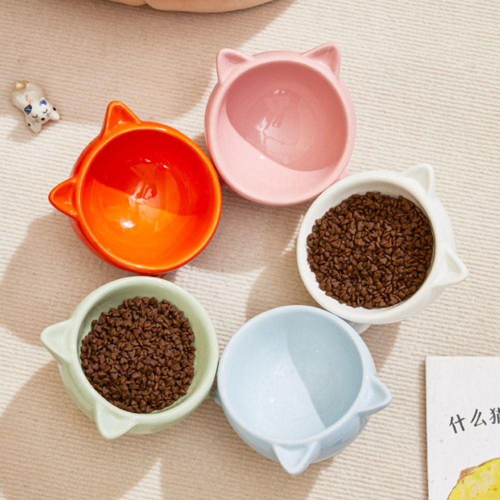 Slanted Mouth Pet High Foot Bowl Cute Dog Food Feeding Basin Pet Drinking Feeder  Kitten Puppy