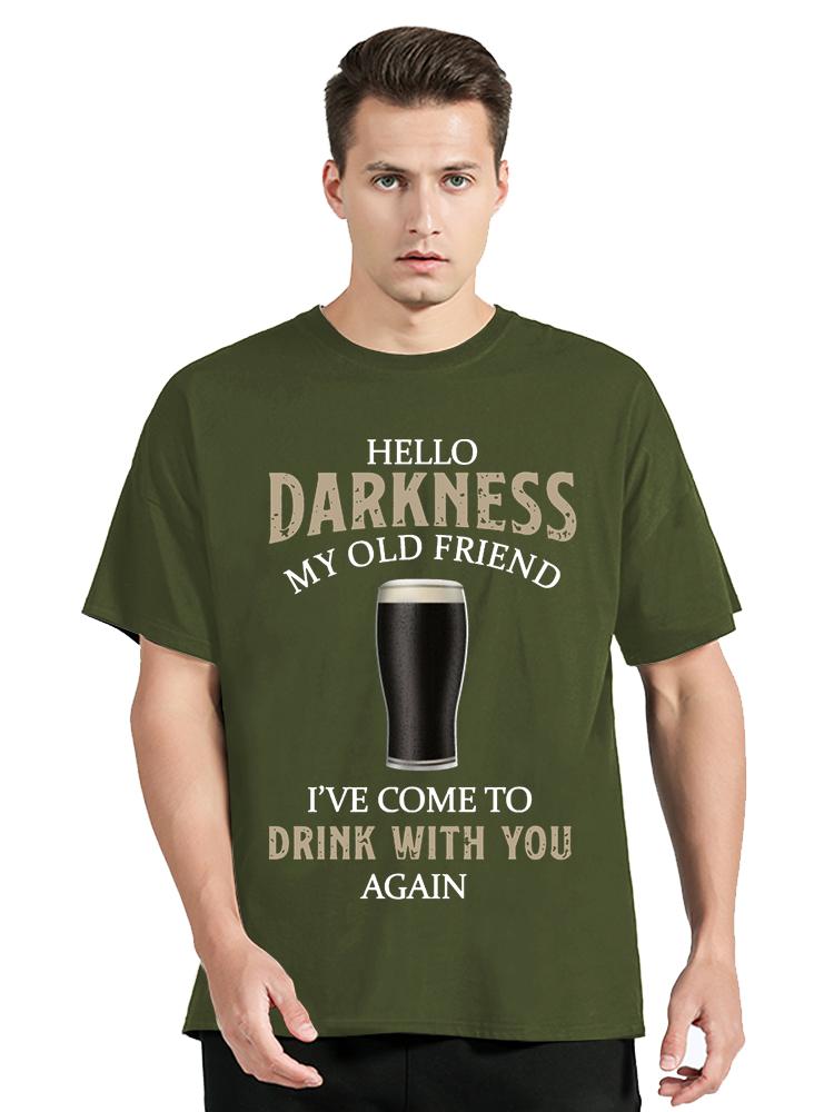 Beer Alcohol Drunk BBQ T-shirt  GUINESS Fans Tees Hello Darkness My Old Friend T Shirt O-neck Men's Clothing Tops Tshirt