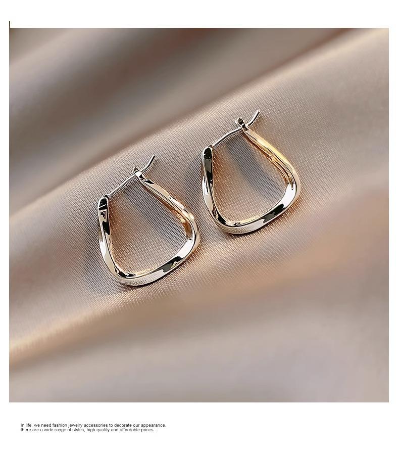 

S925 Silver Needle Twisted Bar Hoops: High-End Simple Trendy Earrings 2023