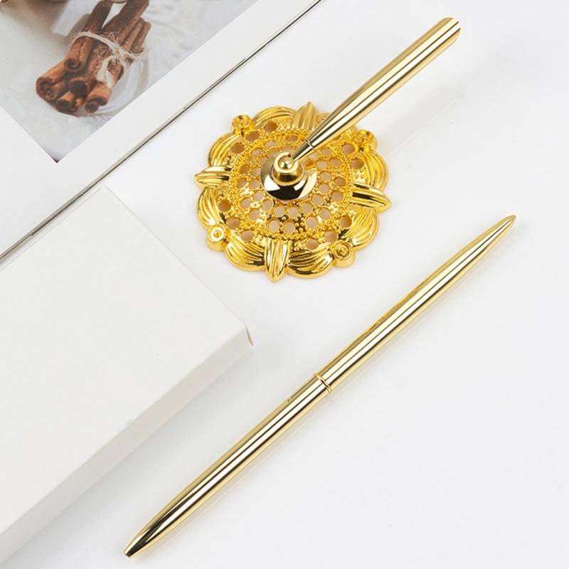 6 szt. Metalowy długopis kulkowy z mechanizmem obrotowym, nowatorski, smukły długopis do podpisywania, obracany do otwierania i zamykania długopis kulkowy, długopis do podpisywania gości