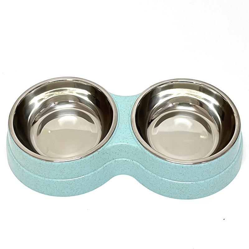 

Double-Layer Non-Slip Stainless Steel Pet Bowls for Cats and Dogs синій