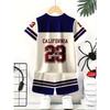 Boys' fashionable 3D printed casual pullover, short sleeved shorts set