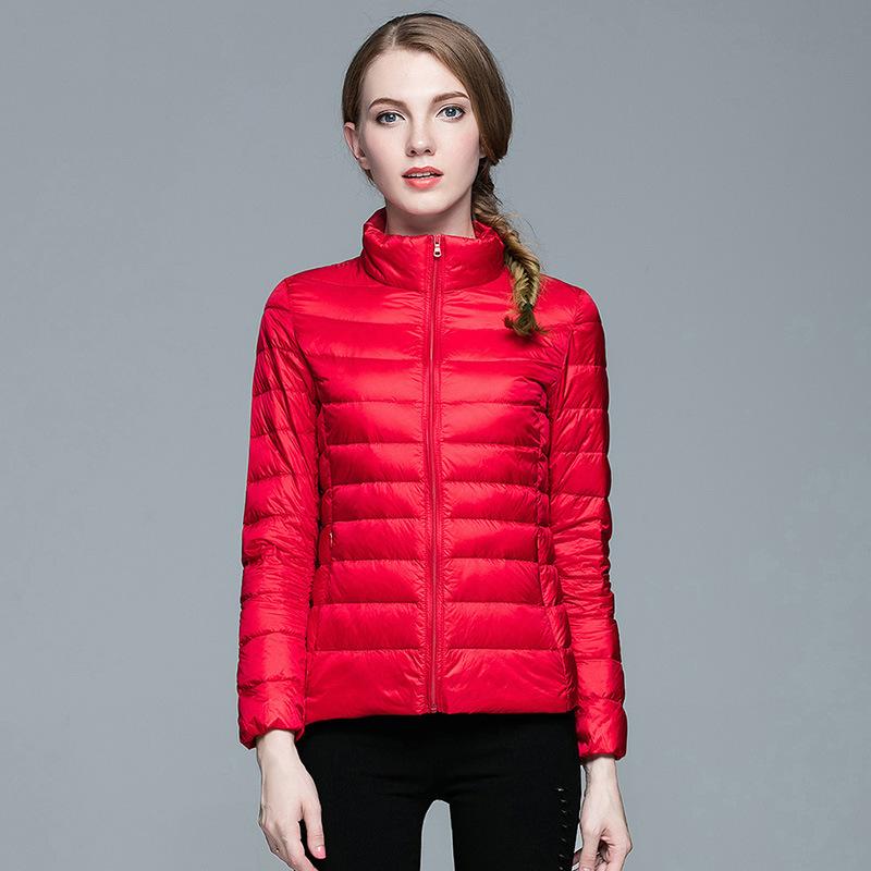 Autumn and winter warm light down jacket women's short stand-up collar outdoor thin autumn and winter women's jacket