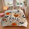 3pcs I Heart Fall Halloween Printed Duvet Cover Set (1 * Cover+2 * Pillowcase, Without Core), Suitable for Home Bedroom, Guest Room, Dormitory De