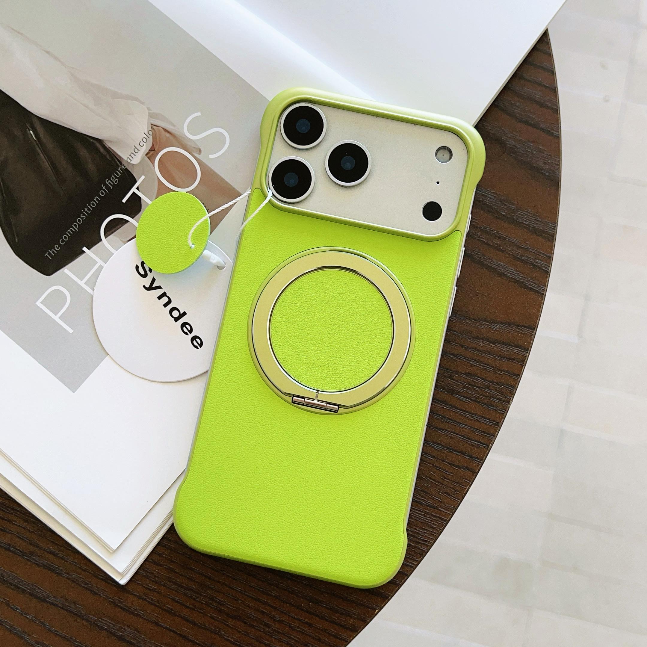 

Luxury Ultra-Thin Frameless Leather Magnetic Case For Samsung Galaxy S23 S24 S25 Ultra S25 Metal Folding Bracket Anti-Drop Cover Galaxy S25 Ultra фарби люмінесцентні зелений колір
