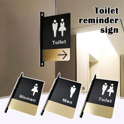 Door Sign Double Side Mounted Restroom Reminder Sign Men's And Women's Bathroom Instruction Sign Hotel WC Toilet Signage