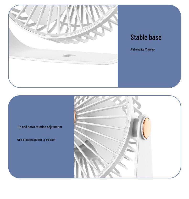 Rechargeable Brushless U-Shaped Wall-Mounted Silent Desk Fan with Large Wind Power