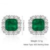 100% 925 Sterling Silver 7*7MM Asscher Cut Emerald High Carbon Diamond Gemstone Vintage Ear Studs Earrings  Fine Jewelry Party