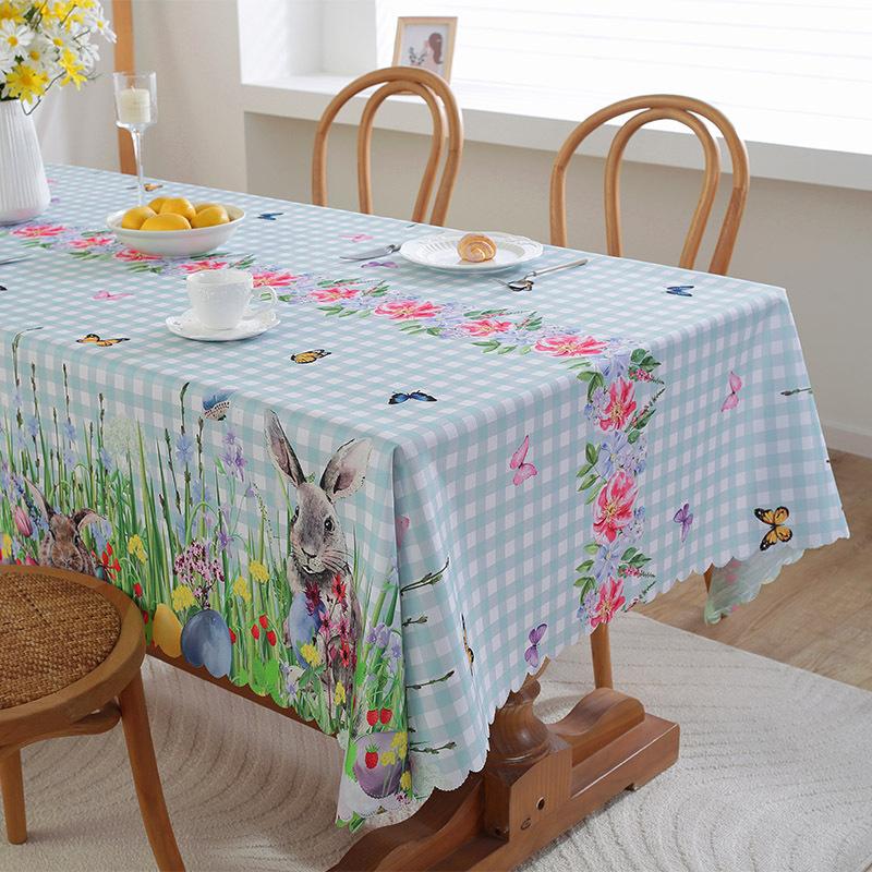 Easter Waterproof and Oil Proof Tablecloth Home Decoration Tablecloth Rectangular Anti Scald and Wear-resistant Easy To Maintain