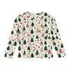 Christmas Day Girls' Long Sleeve Blouse - Round Neck Soft Waist Tunic
