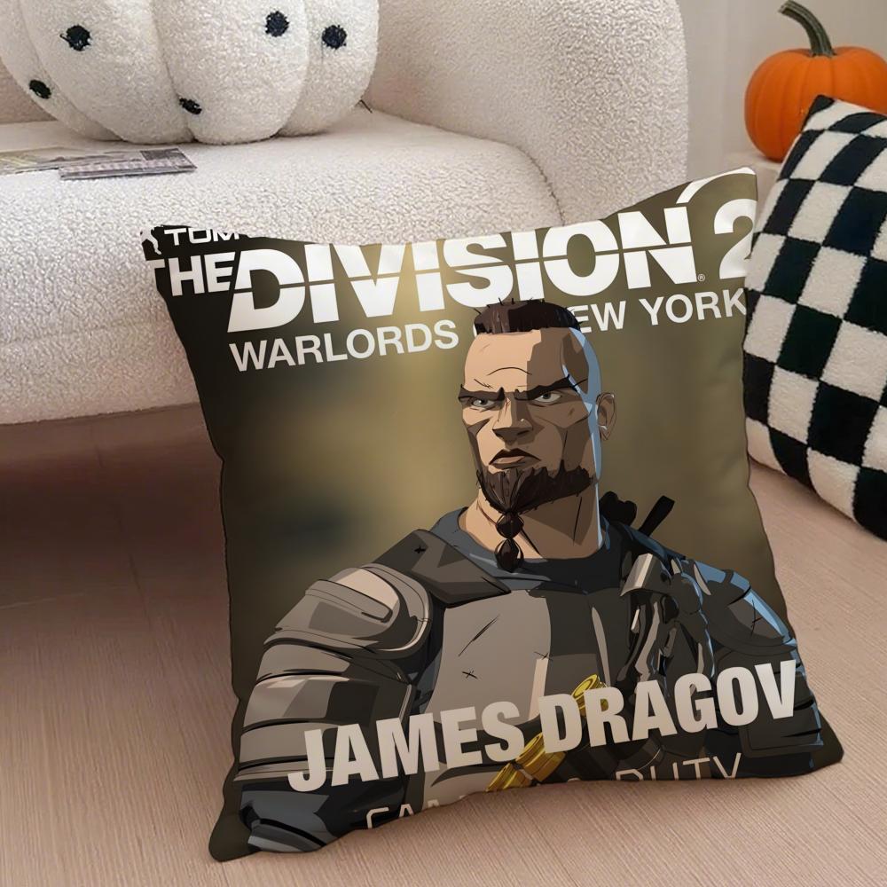 Tom Clancy's the Division 2 Pillow Case Anti-dustmite Pillowcase Invisible Zipper Silky Short Plush Sofa Cushion Cover