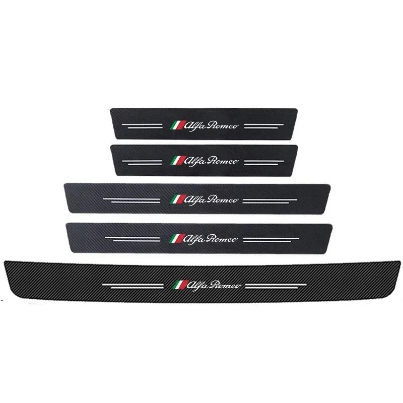 Car Door Threshold Scuff Plate Decals for Alfa Romeo 156 159 147 155 Mito Giulia GT Giulietta Stelvio Trunk Bumper Sill Stickers