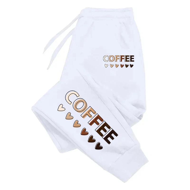 Women Coffee Printed Casual Pants Women Retro Fashion Outdoor Fitness Jogging Sports Sweatpants Drawstring Fleece Long Pants