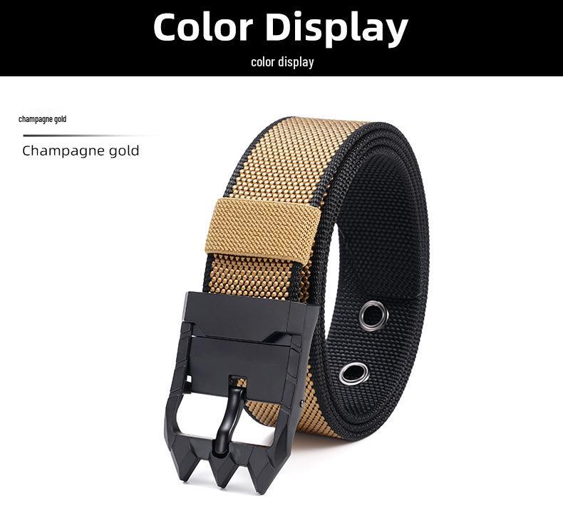 Men's Nylon Canvas Belt with Rotating Alloy Pin Buckle - Durable, Versatile Outdoor Tactical Belt