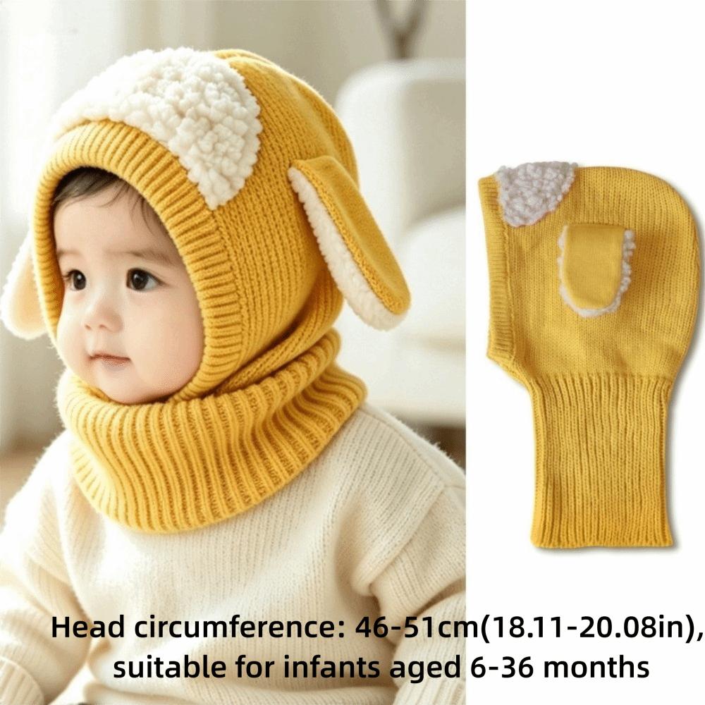 Plush Fabric Baby Shawl Cartoon Puppy Hood Scarf Soft Touch Toddler Cloak Outdoor Wear