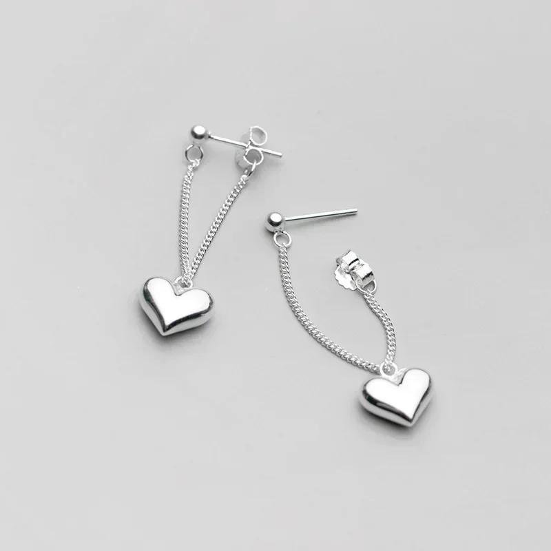 

Серьги из стерлингового серебра 925 пробы для женщин, серьги-цепочки в форме сердца, ювелирные изделия, предотвращающие аллергию, вечерние аксессуары, подарочные серьги в форме сердца