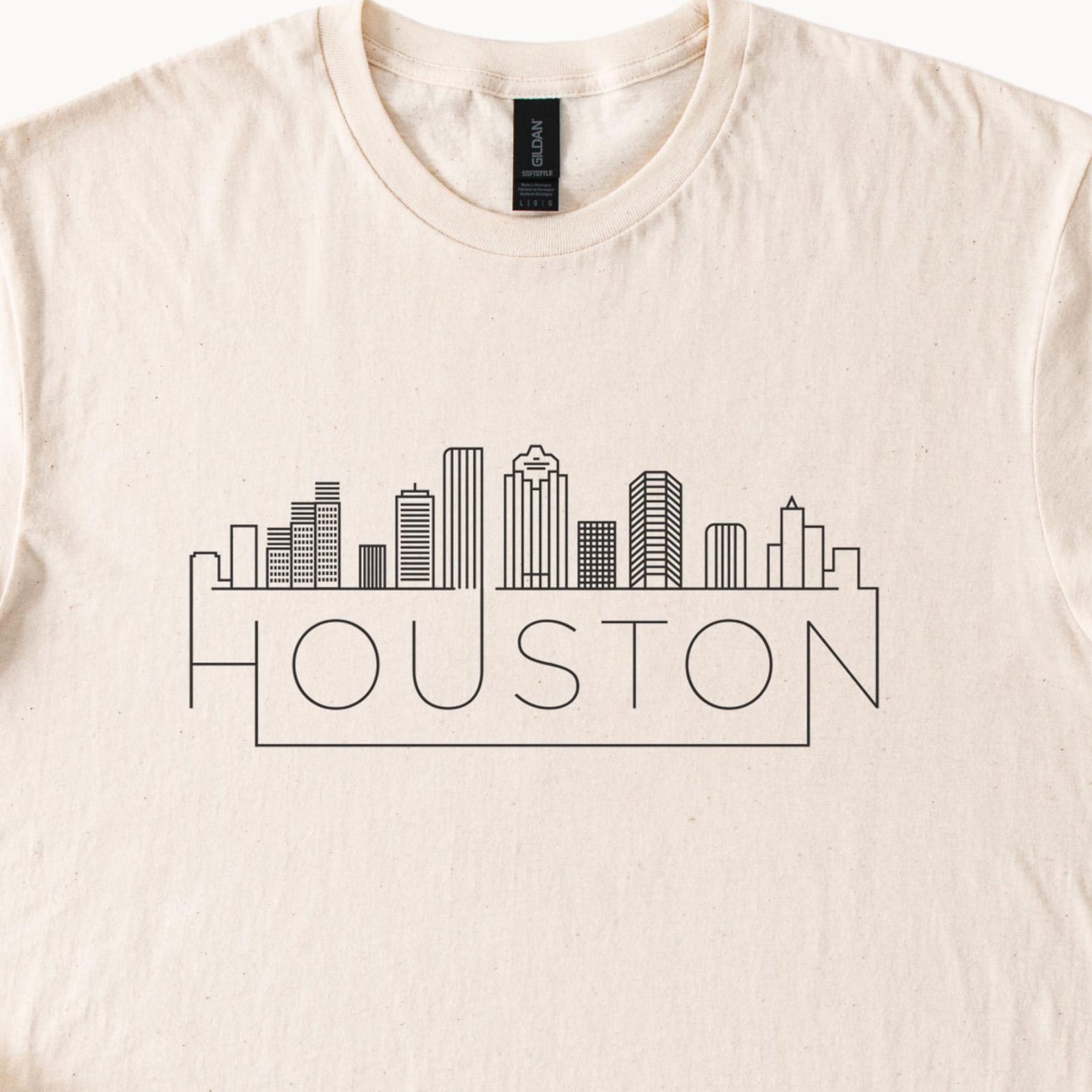 Houston Skyline Outline Graphic T Shirt Minimalist Cityscape Urban Texas Tee Modern Line Art Architecture Shirt Houston Texas Gift 100