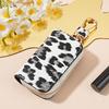 Leopard Pattern Car Key Case for Men and Women Motors Key Cover Leather Car Key Holder with Keychain Car Accessories Coffee Pink