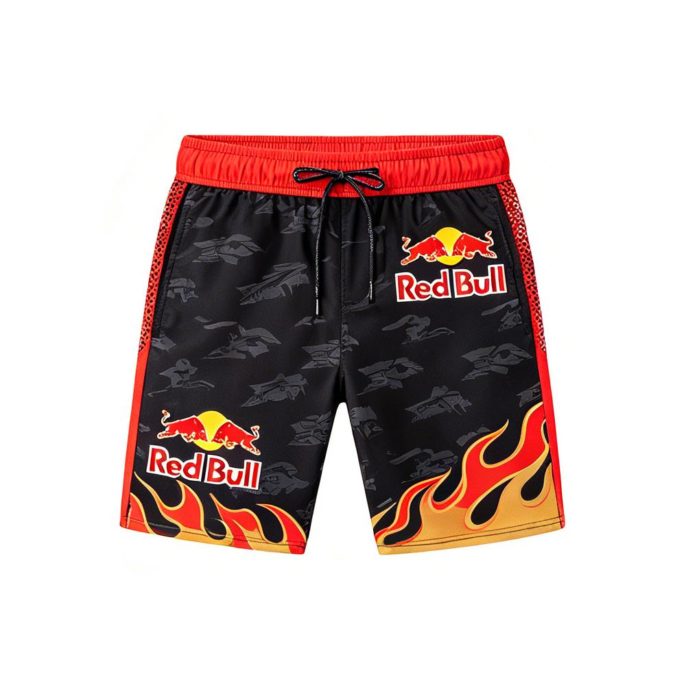 F1 Red Bull Motorsport Swim Shorts Men Summer Quick Dry Beach Board Shorts Casual Sports Racing Style Drawstring Swim Trunks