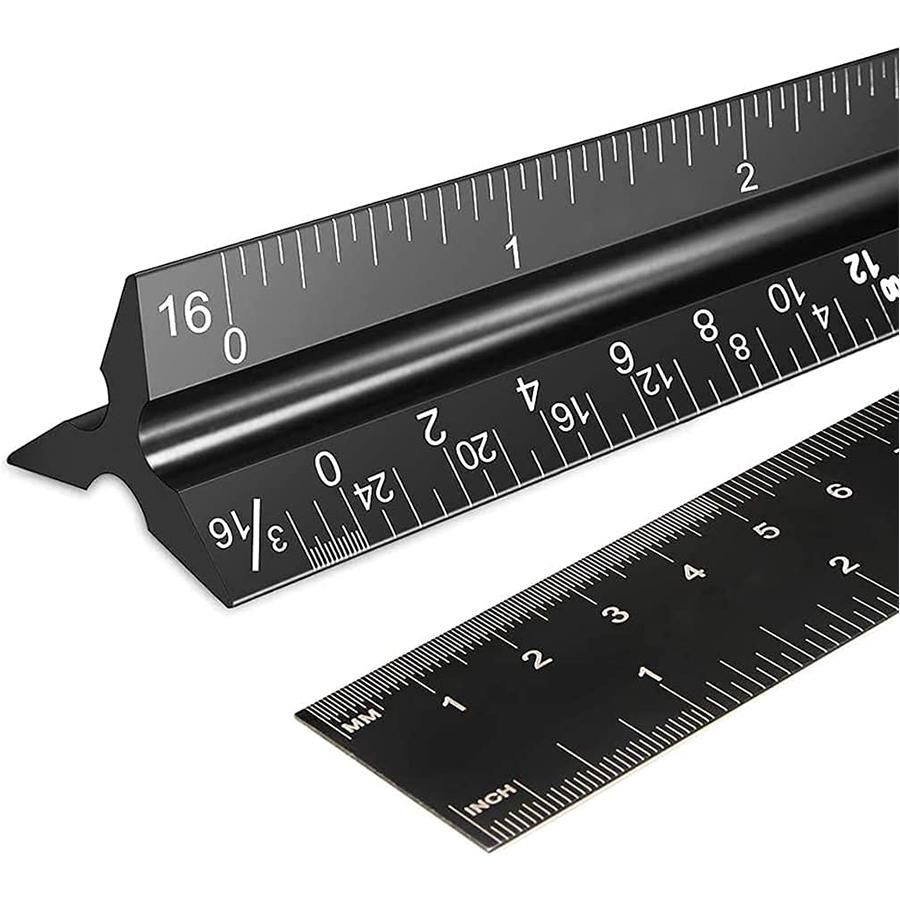 

Набор архитектурных и инженерных линеек в британском масштабе, 30 см — алюминиевый треугольный чертежный инструмент с лазерной гравировкой — стандартная металлическая линейка в комплекте