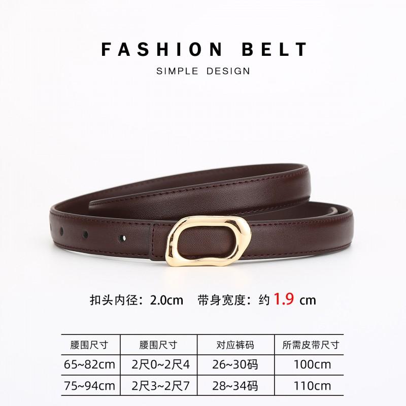 Womens Genuine Leather Thin Belt With Zinc Alloy Buckle Office Casual Pants Chic Waist Accessory