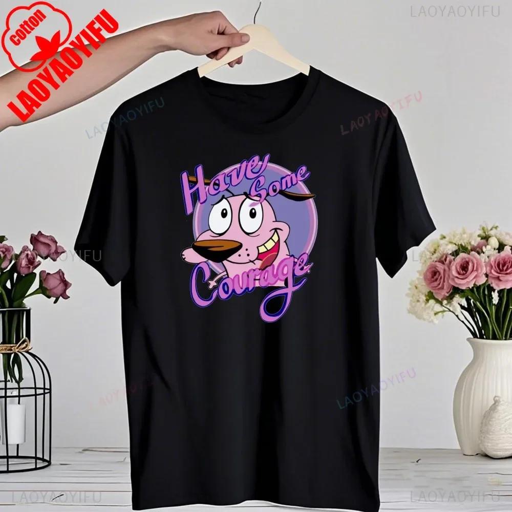 90er Cartoon Courage Der Feige Hund Grafik T-Shirt Retro Street Fashion Sommerkleidung Oberteile Geschenk Männer Frauen Paar Baumwoll-Tees