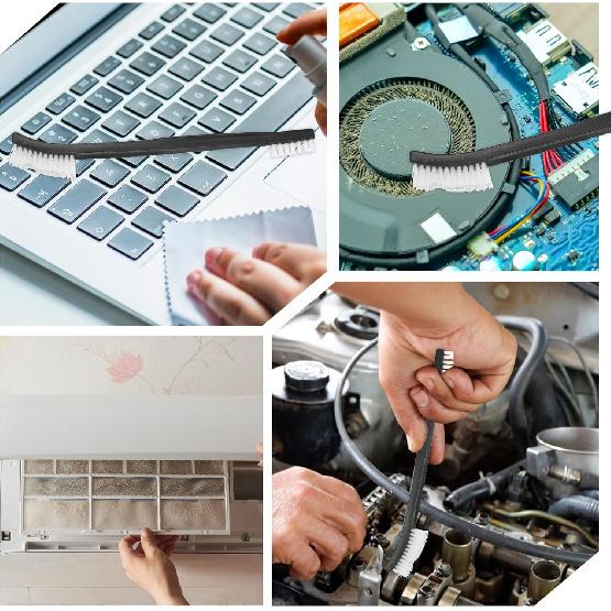 10PCS Double Ended Nylon Cleaning Brushes, Small Brush for Detail Cleaner Double-Ended Detail Clean Brush Set Crevice Cleaning Tool -Black &