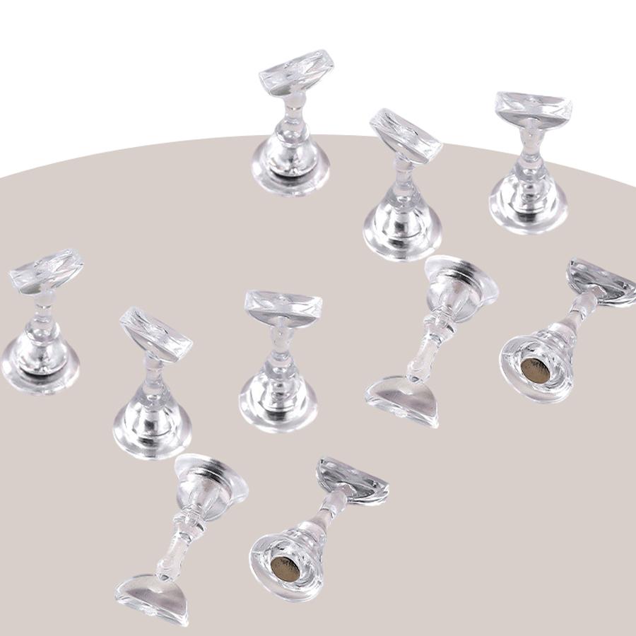 10Pcs Plastic Nail Tips Holder Nail Stand Chess Shaped DIY Magnetic Training Practice Display Manicure Tool