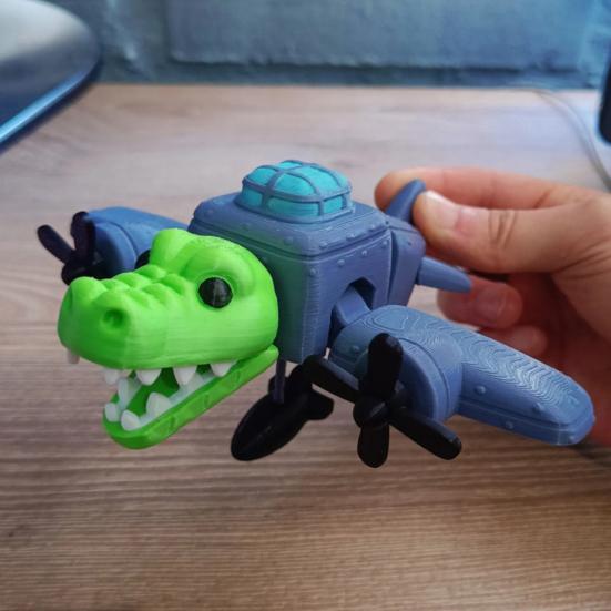 3D Printed Crocodile Ornament Portable Animal Fidget Toy Flexible Bomber Crocodile Stress
