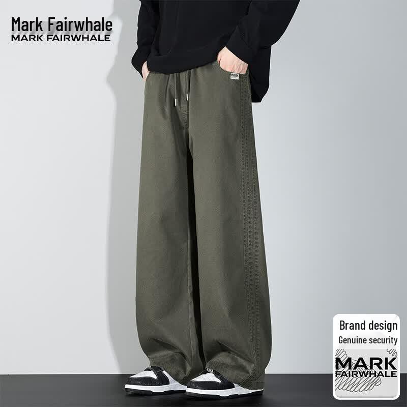 MARK FAIRWHALE Men's Casual Straight-Leg Tencel Blend Pants