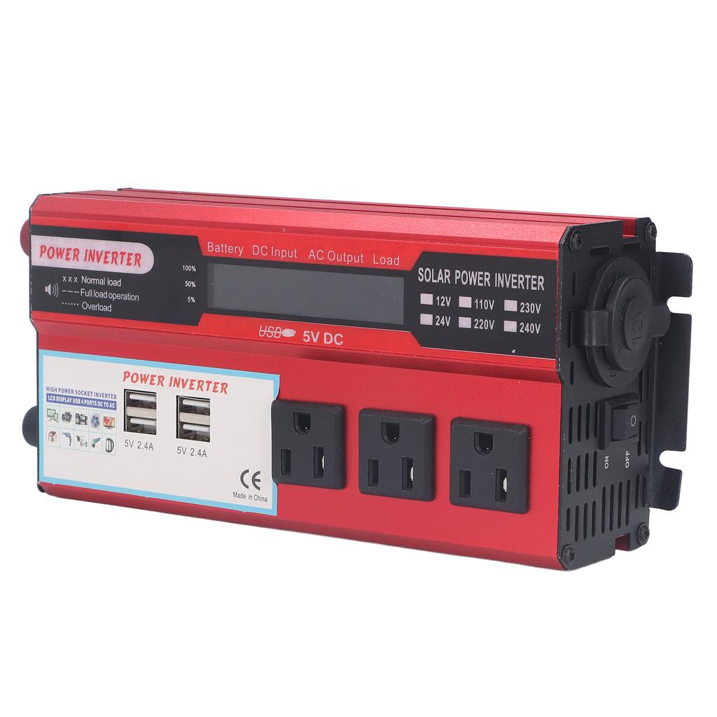 500W Car Inverter with 3   Sockets 4 USB Ports LCD Display Modified Sine Wave Inverter Converter