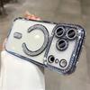 Diamond Glitter Plating Claer Phone Case For 17 Pro Max Air 14 15 Plus 11 12 13 16 Pro For Magsafe Magnetic Protect Cover