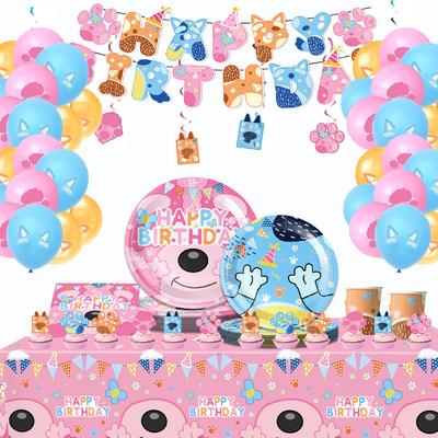 Edge Bruy Party Paper Plate Disposable Party Decoration Venue Decoration Pink Dog Party Supplies