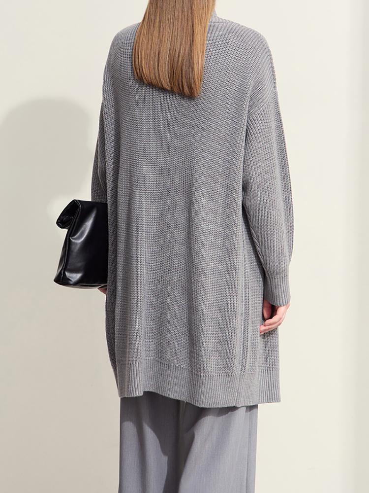 Women Cardigan Autumn New Casual V-neck Button Solid Coat with Belt Fashion Loose Long Sleeve Female Top Winter